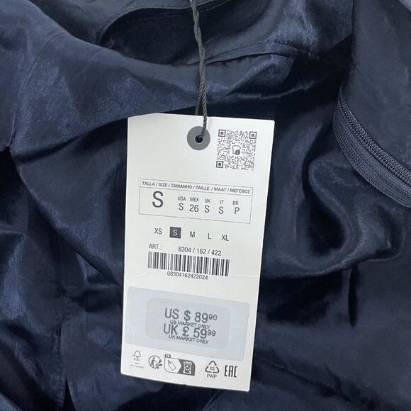 Zara Women Midi Dress S Navy Blue Halter Neck Satin Sleeveless 8304/162 NWT - Picture 6 of 9